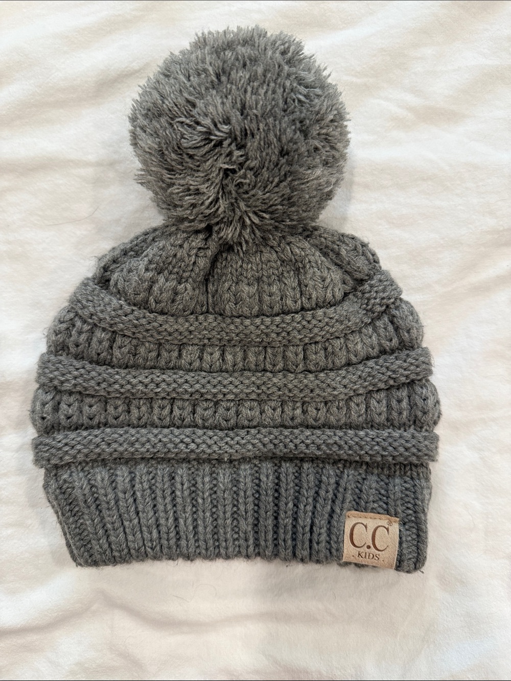C.C Kids Knit Pom Beanie Light Melange Grey